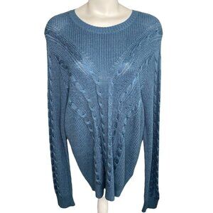 Ralph Lauren Cable-Knit Sweater Top‎ Women's XXL 2XL Blue Lightweight Soft NEW
